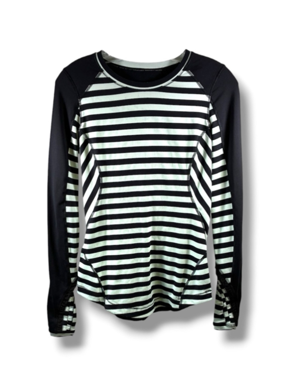 Lululemon Run:Reflect Long Sleeve in Sea Stripe Mint Moment Black Size 6